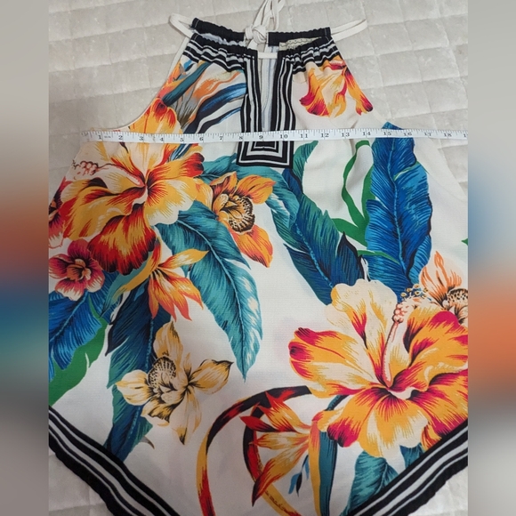 Flying Tomato Boho Chic Halter Tank Top Womens Small Tropical Floral Bandana(5) - Picture 10 of 11